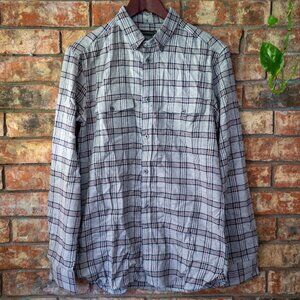 BRAND NEW long sleeve 2 pocket check flannel shirt in light grey